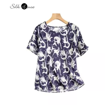 2024 женская непринужденная новая коллекция для отдыха, 19 мм, 100% натуральный шелк шелковицы, однотонная атласная повседневная футболка с короткими рукавами и принтом