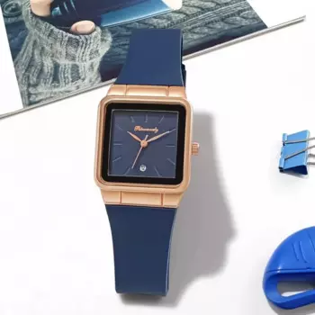 2024, женские простые брендовые квадратные часы с календарем, черные кварцевые часы, повседневные силиконовые ремешки, женские наручные часы, Reloj Mujer