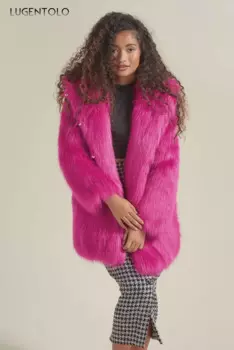 2024, женское пальто из искусственного меха, зимнее пальто с капюшоном, высокое качество, пушистая осенняя женская простая куртка, модная ткань