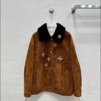 2024, зимняя модная новая женская одежда, замшевая куртка с лацканами 1010