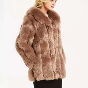2024, зимняя женская длинная модная элегантная шуба из искусственного лисьего меха, женская куртка с длинным рукавом и отложным воротником, утепленная пушистая меховая куртка