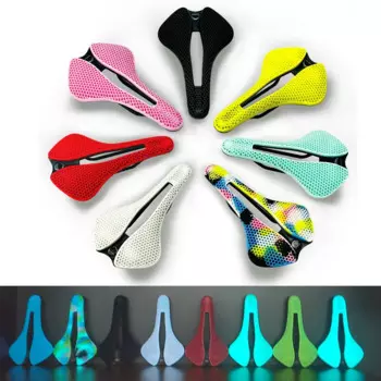 2024New BALUGOE 3D Hollow Breathable Comfortable Bicycle Seat Cushion Road Bike Damping Saddle Riding Accessories Fluorescence