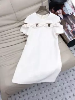 2024SS летнее роскошное Новое Женское повседневное модное платье с коротким рукавом и бантом