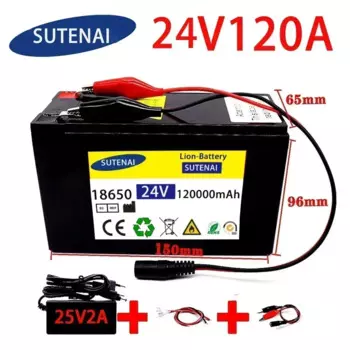 2025 24v 120A Li Ion 18650 Battery Electric Vehicle Lithium Battery Pack 21V- 25V 35Ah 120Ah Built-in BMS 30A High Current