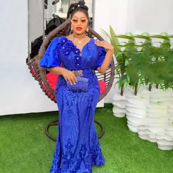 2025 African Party Dresses For Women Plus Size Sequin Wedding Evening Gown Sexy Bodycon Turkey Luxury Elegant 2024 Dress Clothes