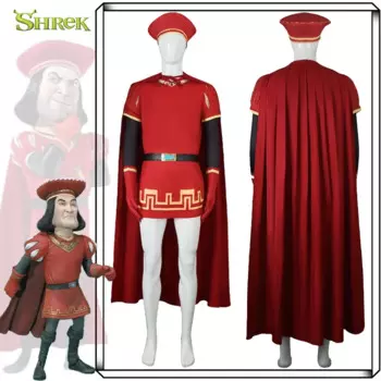 2025 Anime Shrek Lord Farquaad Cosplay Costume Top Cloak Belt Hat Full Set Uniform Suit Halloween Party Play Outfits for Adult
