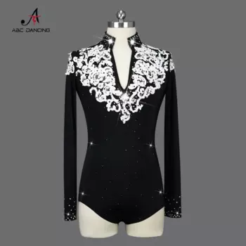 2025 Black Man Latin Dancewear Performance Dance Party Costume Kids Sports Clothes Ballroom Practice Wear Competition Customized