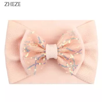 2025 Bling Double 5IN Bow Baby Turban For Girls Soft Waffles Fabric Elastic Headwrap Texture Kids Festival DIY Hair Accessories
