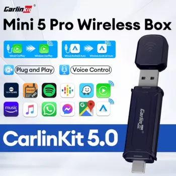 2025 CarlinKit 5 CarPlay Wireless Android Auto Проводной беспроводной адаптер Plug And Play для iPhone Android Phone Wireless Connect Car Online Update
