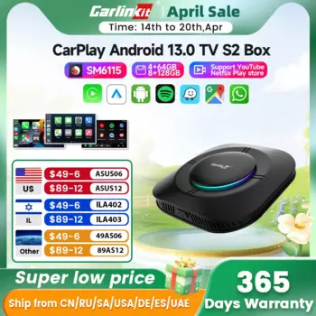 2025 Carlinkit Ai Box LED Android Беспроводной адаптер Carplay Android 13 Qualcomm 6115 8 ядер 64G Smart TV Box для Netflix IPTV