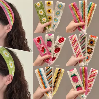 2025 Children's Broken Hair Finishing Headband Vintage Knitted Velcro Sweet Girl Headband Hair Accessories for Girls Diademas