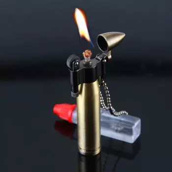 2025 Creative Metal Windproof Kerosene Lighter Portable with Chain Hanging Cigarette Lighters & Smoking Accessories Ignite Cigar
