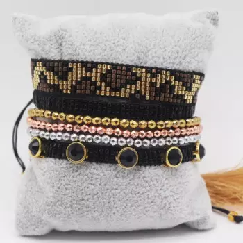 2025 Handmade Bead Earring Originality Leopard Print Design Crystal Bohemia Hand Knitting Adjustable Beaded Bracelets
