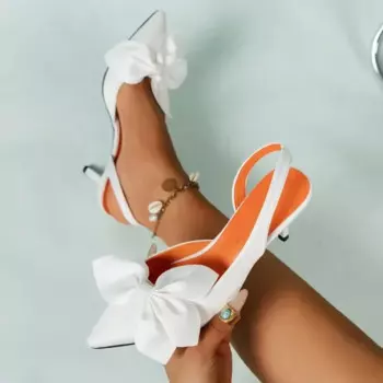 2025 High Quality Ladies Shoes Baotou Women's Sandals Fashion Butterfly-knot Office and Career New Plus Size Solid Heels Women