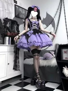 2025 Japanese Korea Fashion Kawaii Girl Puff Short Sleeveless Princess Dress Lolita Laminated Flounces Mini Dresses Slim