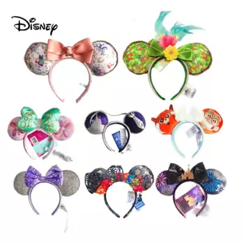 2025 Mickey Mouse Ears Headband Disney Cartoon Hairband for Kids and Adults Leather Plush Sequin Cosplay Girls Accessories