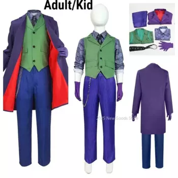 2025 New Adult/Kids Joker Cosplay Fantasia Movie Dark Cos Knight Super Villain Men Boys Disguise Costume Halloween Carnival Part