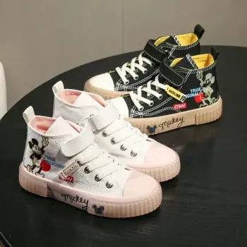 2025 new Autumn Boys And Girls Casual Comfort Versatile Mickey mouse Cartoon Children's High Top Canvas Shoes кроссовки детские