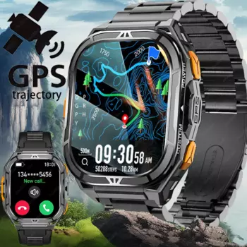 2025 New Built-in Dual-band GPS Smart Watch Men Smartwatch Compass Altimeter Barometric 5ATM IP69K Waterproof AMOLED HD Watche
