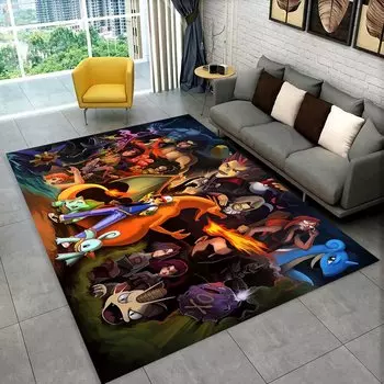 2025 New Cute Pikachu Pokemon Cartoon Gift Rug Carpet for Living Room Bedroom Decor,Floor Mat Non-slip for Sofa Doormat Gift Kid