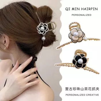 2025 NEW Hair Claw Clips Luxury Camellia Pearl Hair Banana Barrettes Hair Clip Exquisite Christmas Gifts for Women Girls