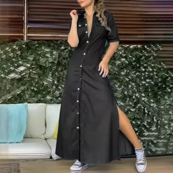 2025 New Muslim Abayat Dress Solid Color Side Split Denim Dress Long Elegant Fashion Islamic Clothing for Europe and America