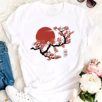 2025 New Sakura Plum Cute T-shirt Women's Summer New White Casual Short Sleeve T-shirt Women's Kawaii 90s girls Street T-shirt.