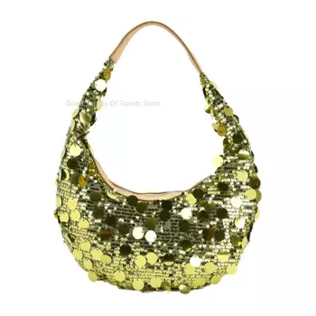 2025 New Women's Bag Colorful Sequin Handbag Fashionable and Trendy Shoulder Bag Unique Design New Moon Bag Bolsos Aesthetic