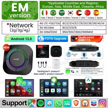 2025 НОВЫЙ CarPlay AI Box LED Android 13 SM6115 8-ядерный процессор 5G WiFi BT GPS для Netflix YouTube IPTV Автомобильные интеллектуальные системы Беспроводная Android Auto CarPlay Smart TV Box