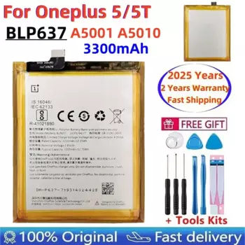 2025 Original For Oneplus 5/5T A5001 A5010 Phone Battery BLP637 3300mAh High Capacity Batteries Tools AKKU Fast Shipping
