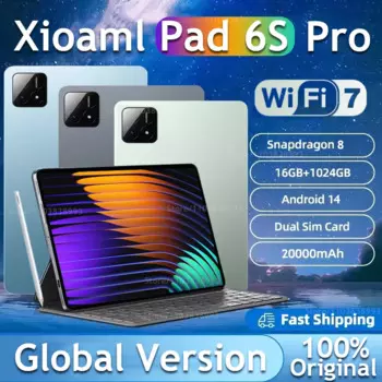 2025 Pad Global Version Pad 6S PRO Планшет Android 14 16 ГБ 1 ТБ 2 ТБ 11 дюймов 20000 мАч 5G Dual WiFi Телефонный звонок Google Play Планшетный ПК