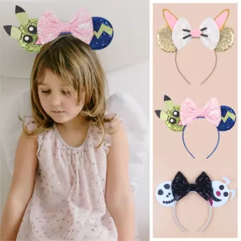 2025 Sequins Bow Mouse Ears Headband For Girls Festival Party Celebration Travel Hairband Cosplay DIY Hair Accessories