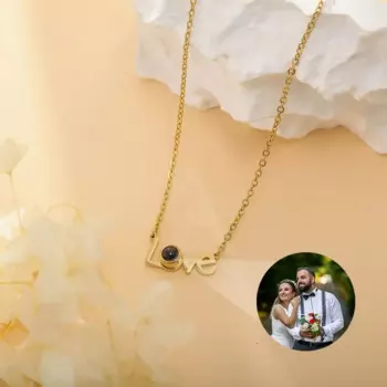 2025 Stainless steel LOVE projection photo necklace Valentine's Day anniversary color photo necklace for couples Jewelry gifts