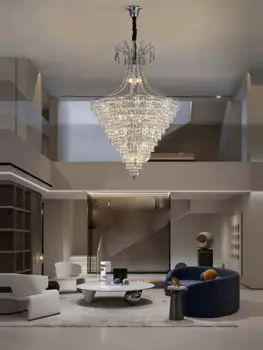 2025 Trendy K9 Crystal Gold Silver Dimmable LED Chandelier Hanging Lamps Lustre Suspension Luminaire Lampen For Foyer Staircase