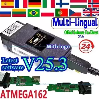 2025 V25.3 для VaG COM 23.11/24.7 Vc-ds Francais He-x V2 для V-W/ADI/Skd Seat Vag французский английский Atmega162 + 16V8 инструменты
