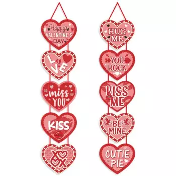 2025 Valentine's Day Pink Love Door Hanging Couplet Miss You Kiss Happy Valentine's Day Party Decoration Banner Love Garlands