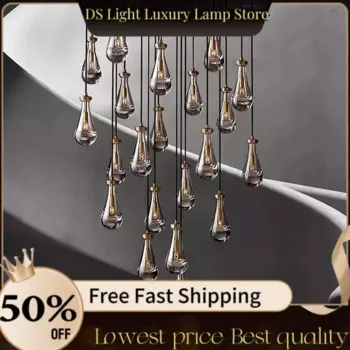 2025 Vintage Copper E14 Chandelier Large Water Drop Crystal Lamp For Living Room Bedroom Study Hotel Villa Duplex Kitchen Island