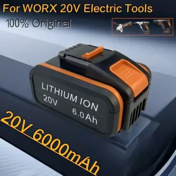 2025NEW For Worx WA3553 20V 6.0Ah Battery Cordless Power Tool Spare Batteriies WA3572 WA3553 WX390 WA3551 WX176 WX178 Battery