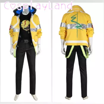 2077 David Martinez Cosplay Costume Game Punk Runners Yellow Jacket Halloween Carnival Costume Comic Con Cos Roleplay Men Suit