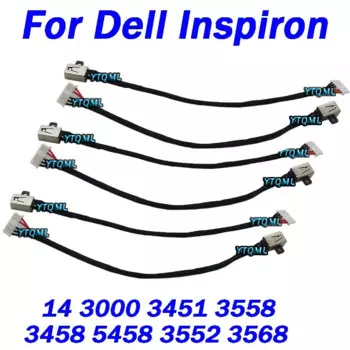 20-100 шт. Новинка для Dell Inspiron 14 3000 3451 3558 3458 5458 3552 3568 штекер питания постоянного тока, кабель для зарядки, провод, шнур
