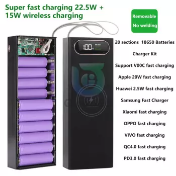 Aideepen 20*18650 Power Bank с подсветкой