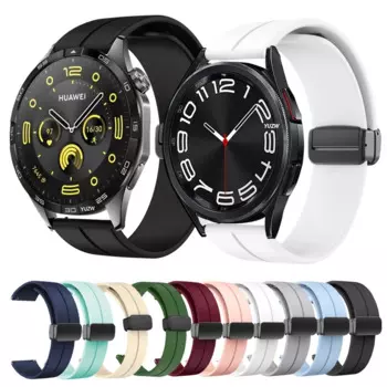20/22mm Magnetic clasp Silicone Strap For Samsung Galaxy Watch 6 4 5 pro 40mm 44mm 45mm 42/46mm bracelet for Huawei GT4 2/3 band