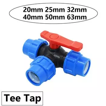 20/25/32/40/50/63 мм ПВХ ПЭ Трубка Кран Тройник Водный разделитель 1/2 3/4 1" 1,25" 1,5" 2" Тройник Шаровой кран Т-образный соединитель 1 шт.