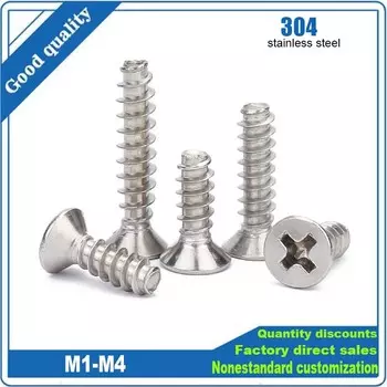 20/50/100 шт. M1 M1.2 до M4 Micro Маленький саморез по дереву из нержавеющей стали 304 с крестообразным шлицем и потайной головкой с плоским концом сверху