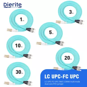 20 м 1 шт. 10G OM3 LC UPC к FC UPC многорежимный дуплексный 3,0 мм соединительный кабель из ПВХ LC оптоволоконный Соединительный шнур оптоволоконный кабель 3 м 5 м