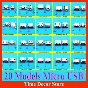 20 моделей, 2000 шт./лот, разъем Micro USB 5P, 5-контактный USB-разъем для зарядки, смешанный порт SMD DIP V8, разъем для зарядки данных