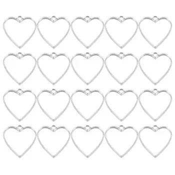 20 Pcs Heart Shaped Pendants Alloy Materials Jewelry Making Supplies Decorative Accessories Diy Components Heart Shaped Jewelry