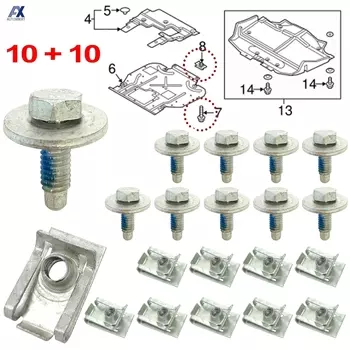 20 шт./10 компл. для Nissan Primastar Opel Vauxhall Vivaro Renault Trafic Fiat Talento, зажимы для крышки двигателя, болт, U-образная гайка, винты