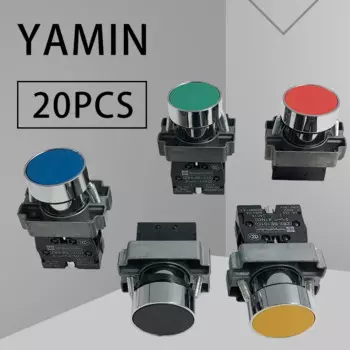 20 шт. 22 мм Мгновенный переключатель кнопка сброса XB2-BA35C плоские электрические винты красный/желтый/зеленый/синий/черный 1NO