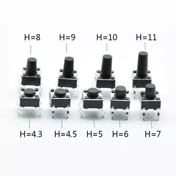 20 шт. 6x6 мм панель PCB мгновенный тактильный Такт Мини кнопочный переключатель DIP 4pin 6*6*4,5 мм/5/6/7/8/9/10/11/12/13/14/15/16/17/18/19